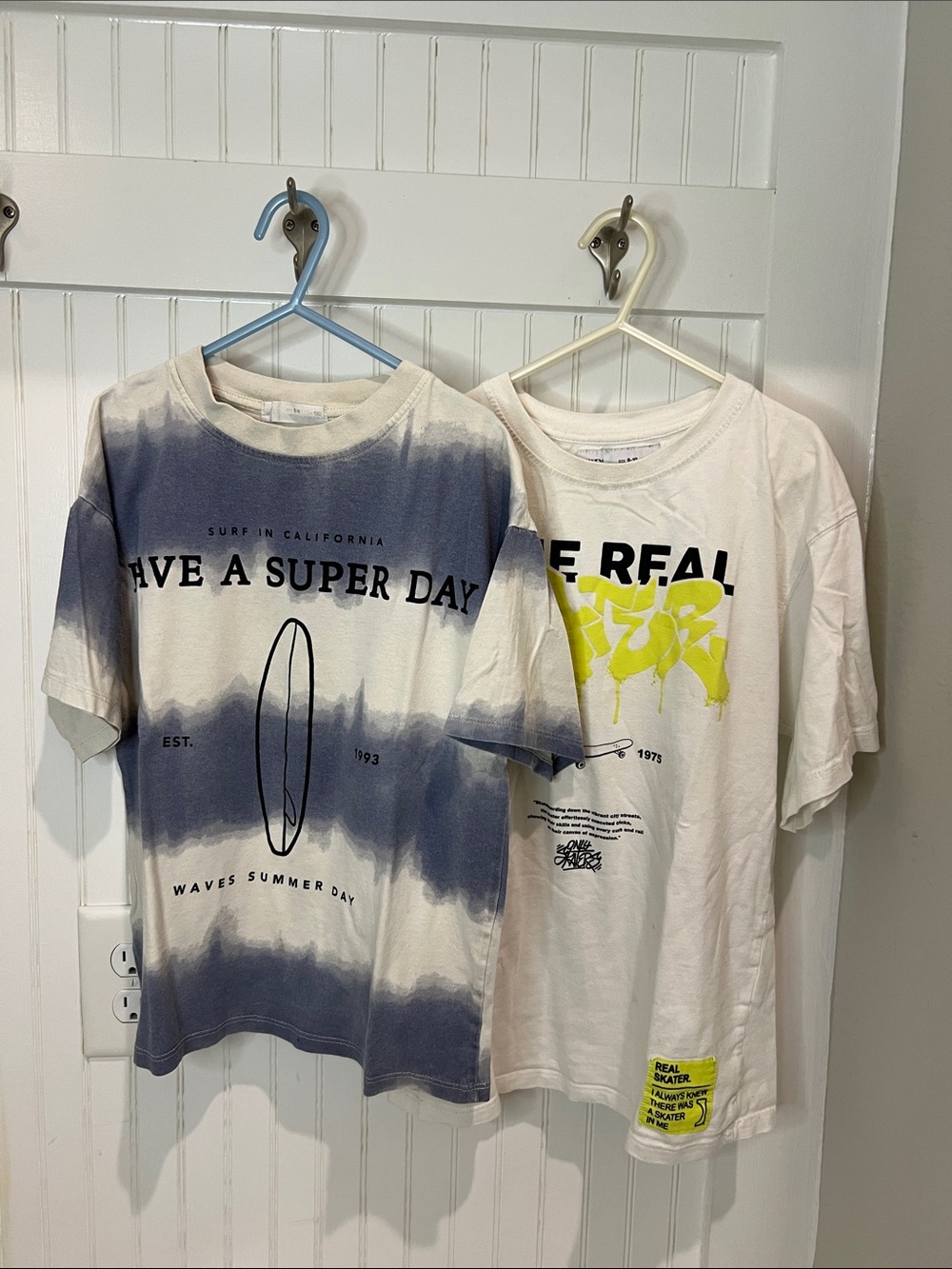 Zara Kids Blue & White Tie-Dye 'Have a Super Day' Tee